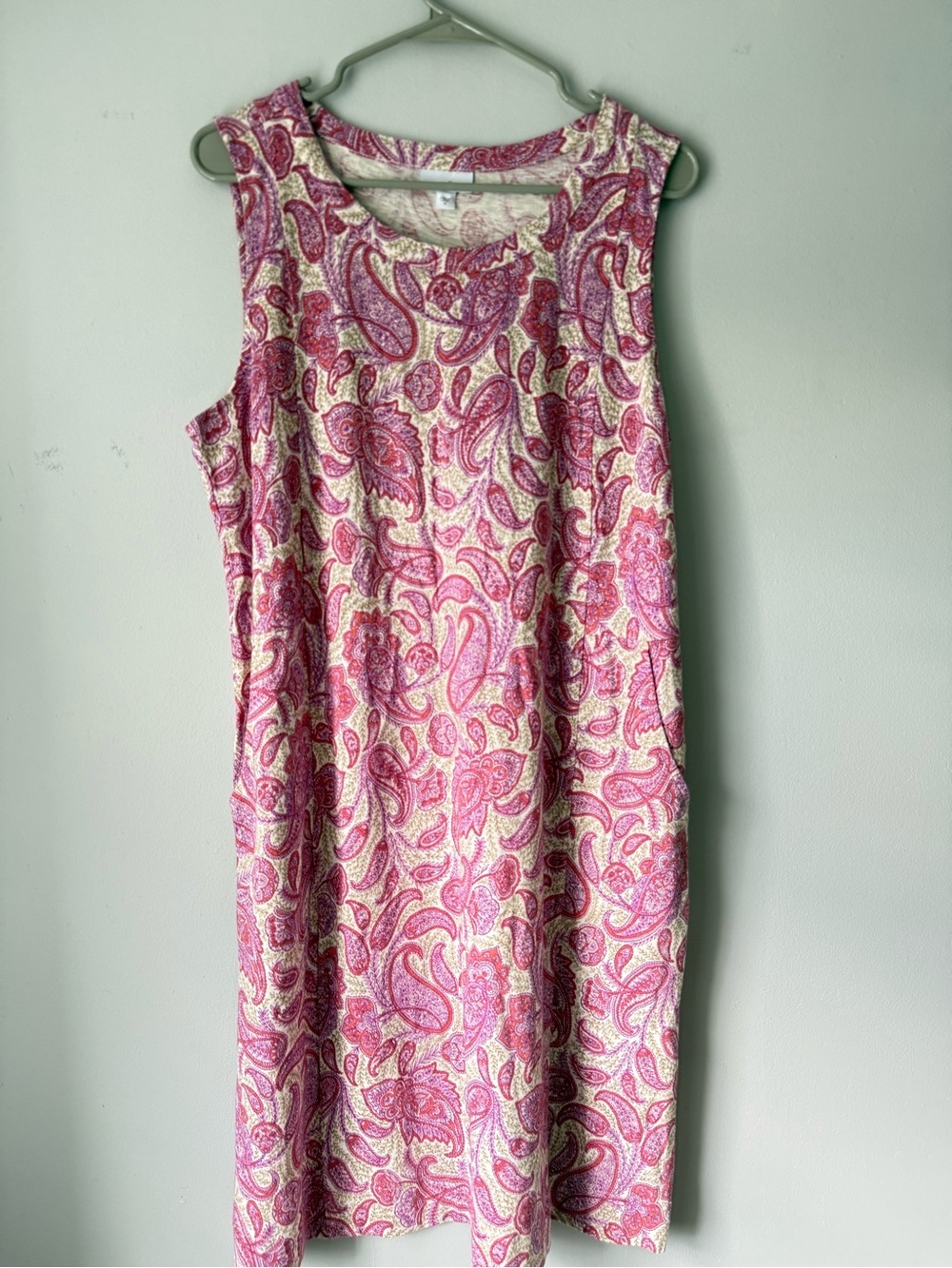 J. Jill Sleeveless Paisley Sunmer Dress Pattern Boho Cotton Pink Purple Size M - Picture 4 of 10